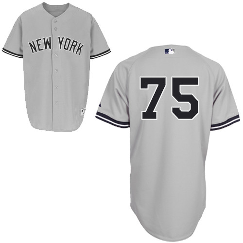 Manny Banuelos #75 MLB Jersey-New York Yankees Men's Authentic Road Gray Baseball Jersey - Click Image to Close
